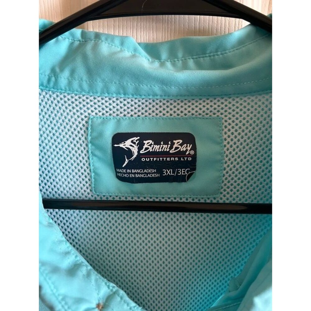 Bimini Bay Outfitters Ltd. Fishing Shirt 3XL Mint Green Short Sleeve Vented Back - Picture 3 of 4